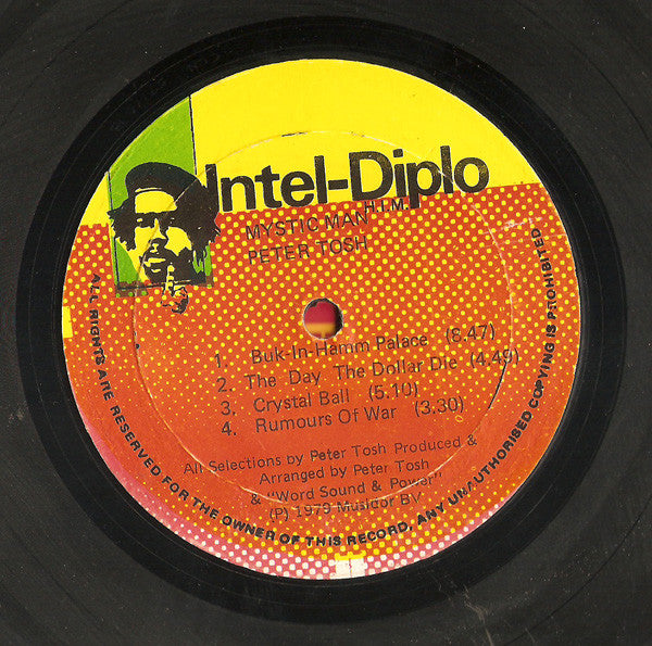 Image of Label Cover of LP - VG/VG - PETER TOSH, Mystic Man (Intel Diplo; , Jamaica 1979), Some writing on sleeve. Light marks only. Pressing flaws, - 4126066E