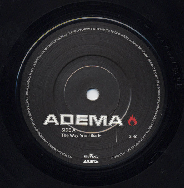 Image of Label Cover of 7" - VG/VG - ADEMA, The Way You Like It (Arista; 74321 954717, UK 2002, Picture Sleeve), , - 0616341C