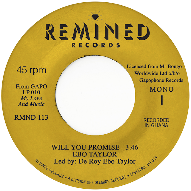 Image of Front Cover of 7" - NEW/NEW - EBO TAYLOR, Will You Promise / Maye Omama (Colemine Records; RMND113-C1, Europe 2026, Indies Exclusive Salmon Pink 7"), , - 9082623C