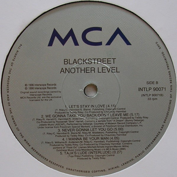 Image of Label Cover of 2xLP - VG/VG - BLACKSTREET, Another Level (Interscope; INTLP 90071, UK 1996, Stickered Plain Sleeve), Light marks. Multiple light creases around edges of cover., - 2345156S