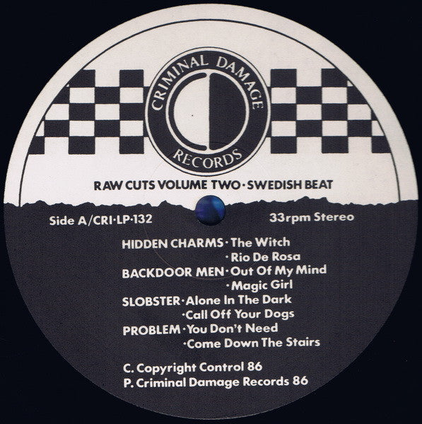 Image of Label Cover of LP - VG+/VG+ - VARIOUS, Raw Cuts Volume Two - Swedish Beat (Criminal Damage Records; CRI-LP-132, UK 1986), , - 0846340S