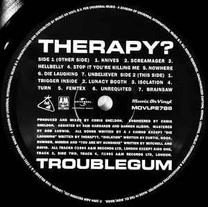 Image of Label Cover of LP - VG+/EX - THERAPY?, Troublegum (Music On Vinyl; MOVLP2786, Europe 2021, Insert, 180 Gram Black Vinyl), No MOV hype stickered outer., - 0916157C