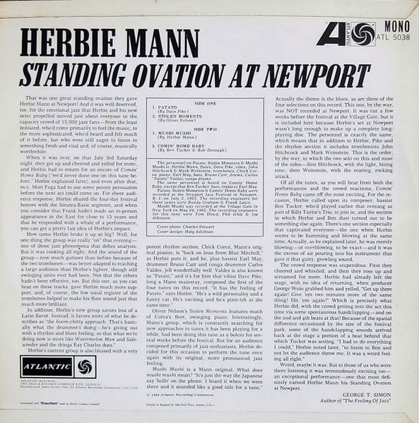 Image of Back Cover of LP - VG/VG - HERBIE MANN, Standing Ovation At Newport (Atlantic Plum; ATL 5038, UK 1966, Laminated Front Flipback Sleeve, Mono), , - 0916483C