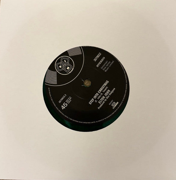 Image of Label Cover of 7" - M/M - ELTON JOHN, Step Into Christmas (DJM Records; 3579612, UK 2023 Reissue, Picture Sleeve, Green Vinyl, Limited Edition Of 1700), SEALED, - 0926407E