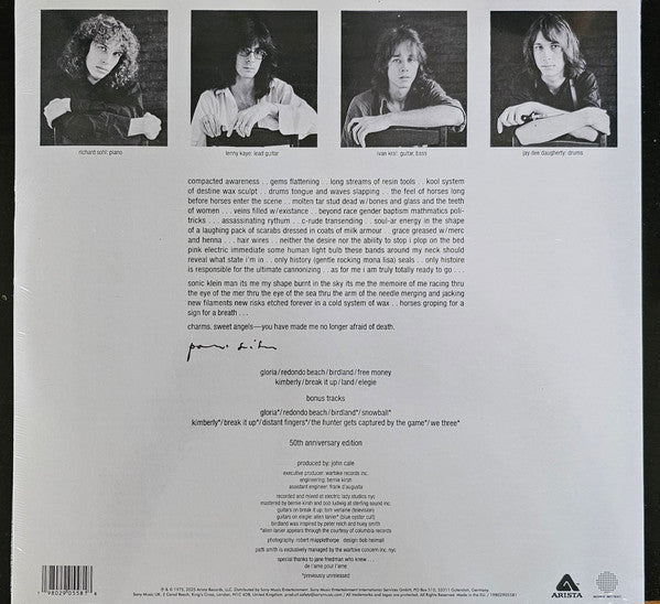 Image of Label Cover of 2xLP - NEW/NEW - PATTI SMITH, Horses (Arista; 19802905581, Worldwide 2025 Reissue, Gatefold, 2 Inners, Remastered, 50th Anniversary), , - 6016112C