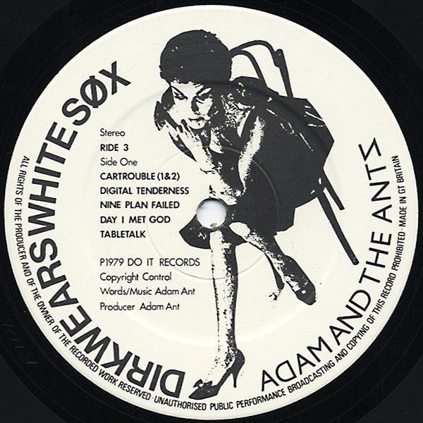 Image of Label Cover of LP - VG/VG - ADAM AND THE ANTS, Dirk Wears White Sox (Do It Records; RIDE 3, UK 1981 Reissue, Inner, Third pressing - No Date in runout, PO box address on back cover), Hairlines & light scratches, edge & ring wear, sticker mark, - 4146021S