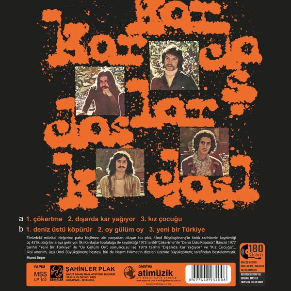 Image of Back Cover of 12" EP - NEW/NEW - KARDA LAR, Deniz st K p r r / kertme ( ahinler; M LP 102, Turkey 2025, Gatefold, Compilation, Remastered, 180g), , Traditional Aegean folk themes delivered with vibrant electric arrangements and rhythmic drive. A great compilation that combines key Turkish 45s from the 70s. Includes D arda Kar Ya yor and Yeni Bir T rkiye . - 1036270E