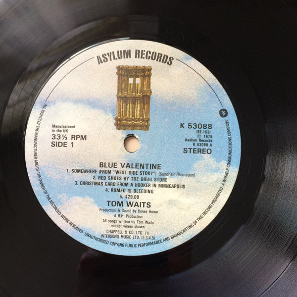 Image of Label Cover of LP - VG/VG - TOM WAITS, Blue Valentine (Asylum; K 53088, UK 1978, Gatefold, Manufactured in the UK on Label), , - 1126023E