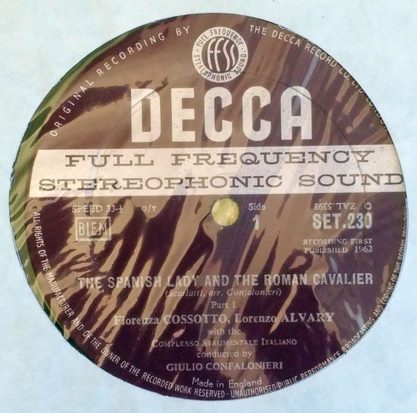 Image of Label Cover of LP - VG/VG - SCARLATTI / FIORENZA COSSOTTO / LORENZO ALVARY / DAL , Dali In Venice (Decca; SET 230, UK 1962, Insert), , - 1126089E