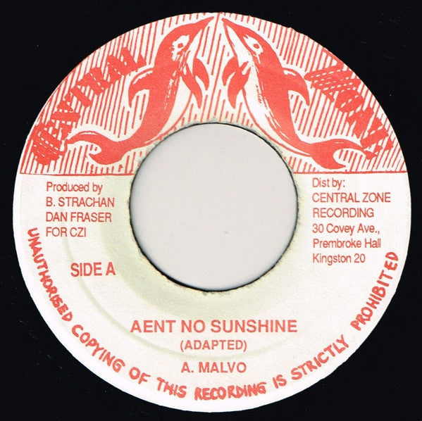 Image of Front Cover of 7" - /G+ - ANTHONY MALVO / DANNY DREAD, Ain't No Sunshine / Prophet (Central Zone; , Jamaica 1980s), Worn labels., - 1116311C