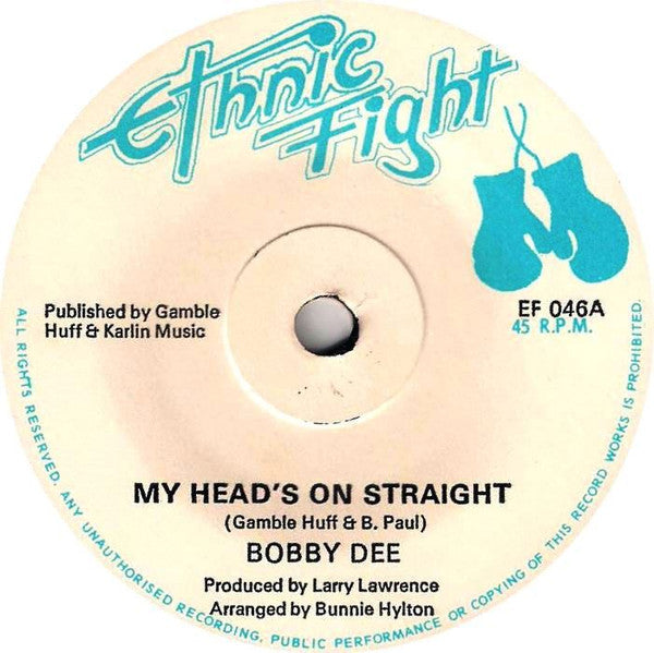 Image of Front Cover of 7" - /VG+ - BOBBY DAVIS, My Head's On Straight (Ethnic Fight; EF 046, UK 1980s, Solid Centre), , - 1116313C