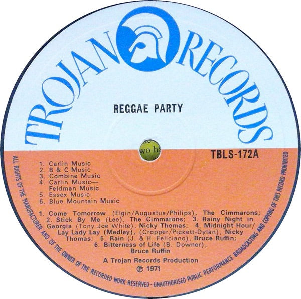 Image of Label Cover of LP - VG/VG - VARIOUS ARTISTS, Trojan Reggae Party Volume One (Trojan Records; TBLS-172, UK 1971), peel mark top right sleeve. strong VG, - 3146259S