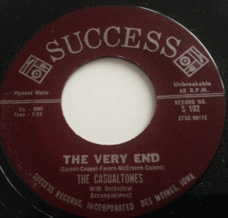 Image of Front Cover of 7" - /G+ - THE CASUALTONES, Summer School / The Very End (Success; S-102, US 1962), , - 1216289C