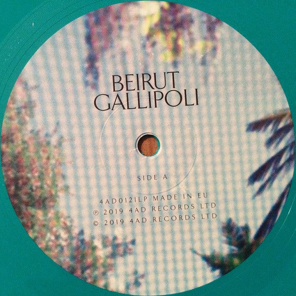 Image of Label Cover of LP - VG/VG+ - BEIRUT, Gallipoli (4AD; 4AD0121LPE, UK 2019, Gatefold, Black Inner, Turquoise Vinyl), Light edge wear, small tear to top edge., - 1226369E