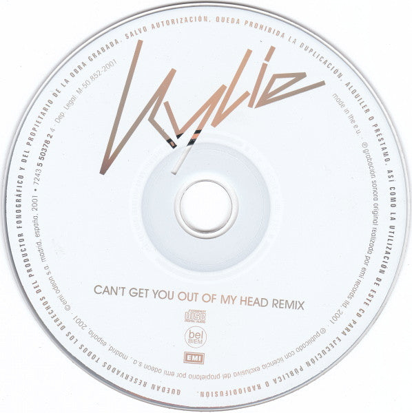 Image of Label Cover of CD - VG+/VG+ - KYLIE, Can't Get You Out Of My Head (Remix) (EMI; 7243 5 50378 2 4, Spain 2001, Single), , - 1256081S