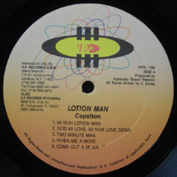 Image of Label Cover of LP - VG+/VG+ - CAPLETON, Lotion Man (VP Records; VPRL 1195, US 1991), , - 1246320S