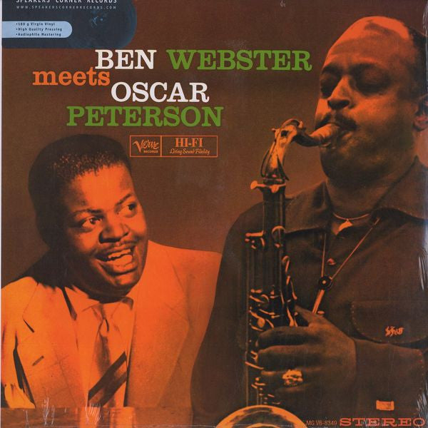 Image of Front Cover of LP - VG+/VG - BEN WEBSTER MEETS OSCAR PETERSON, Ben Webster Meets Oscar Peterson (Speakers Corner Records; MG V6-8349, Germany 1999 Reissue, 180 Gram Vinyl), One noticeable pop on the A-side. Plays perfectly otherwise, - 1246379S