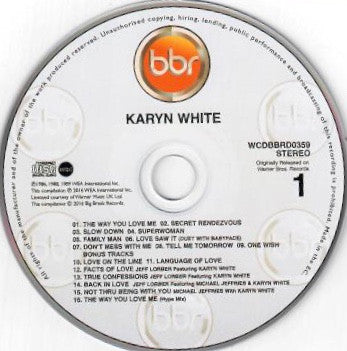 Image of Label Cover of 2xCD - VG+/VG+ - KARYN WHITE, Karyn White (Big Break Records; WCDBBRD0359, UK 2016, Super Jewel case), , - 3516579C
