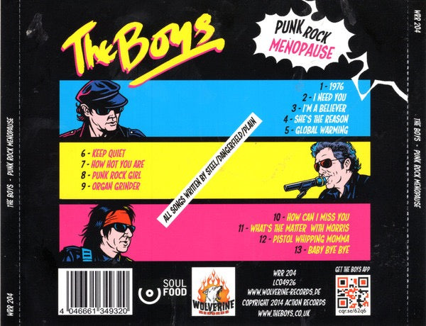 Image of Back Cover of CD - VG+/VG+ - THE BOYS, Punk Rock Menopause (Wolverine Records; WRR 204, Germany 2014, Jewel Case), , - 1316066C