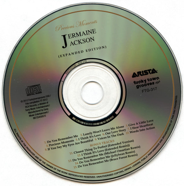 Image of Label Cover of CD - EX/EX - JERMAINE JACKSON, Precious Moments (Funkytowngrooves; FTG 317, US 2012 Reissue, Jewel Case, Remastered, Expanded Edition), Opened Instore, Unplayed, - 2236017E