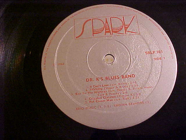 Image of Label Cover of LP - VG+/VG - DR. K'S BLUES BAND, Dr. K's Blues Band (Spark ; SRLP 101, UK 1968, Laminated Front Sleeve, Silver Label First Pressing), Very Strong VG, Ring Wear On Rear Sleeve, - 1326162E