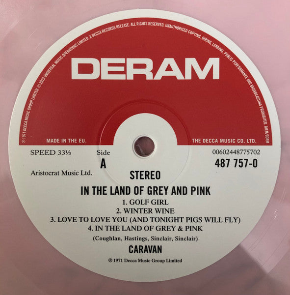 Image of Label Cover of 2xLP - NEW/NEW - CARAVAN, In The Land Of Grey And Pink (Decca; 00602448775696, UK & Europe 2023 Reissue, Gatefold, Remastered, Stereo, Pink / Grey Marble, Expanded Edition), , - 1336281E