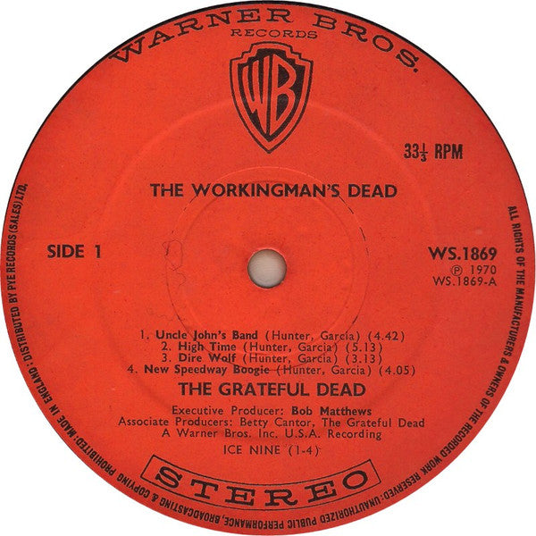 Image of Label Cover of LP - VG/G+ - GRATEFUL DEAD, Workingman's Dead (Warner Bros. Records Orange Label; WS 1869, UK 1971 Reissue, WB Catatalogue Number Change Sticker On Rear Sleeve, T In Runouts), Hairlines, Small patch of sticker damage , - 3916475C