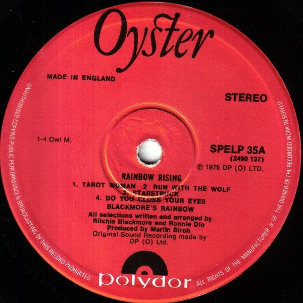 Image of Label Cover of LP - VG/VG+ - RAINBOW, Rainbow Rising (Oyster; SPELP 35, UK 1983 Reissue, Gatefold, Transitional Version - Mid Price Record in Fiull Price Sleeve), , - 1326339E