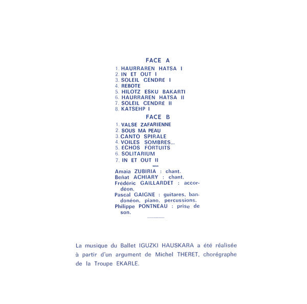 Image of Back Cover of LP - VG+/VG+ - PASCAL GAIGNE, Iguzki Hauskara (Hegoa Records ; Heg010, UK 2024 Reissue, Insert), , - 1826325E