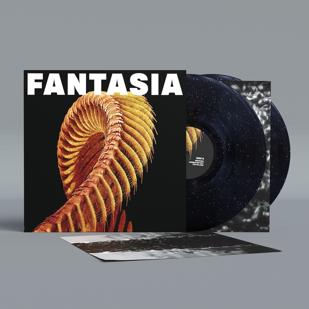 Image of Back Cover of 2xLP - NEW/NEW - SLIFT, Fantasia - Dinked Edition (Sub Pop; SP1725X, Europe 2026, Loser Edition Sparkle Starlight Vinyl, Etched 4th Side), , In the technical sense, every previous album by the radiant and heavy French trio SLIFT has been a fantasia—a composite of genres and forms that allowed the band to improvise, to jam on themes until they seemed to spiral together into space. Their acclaimed third album, 2024’s Ilion, was a sci-fi story built with 10- to 13-minute exploratory esca