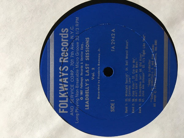 Image of Label Cover of 2xLP - VG/VG+ - LEADBELLY, Leadbelly's Last Sessions (Volume Two) (Folkways Records; FA 2942, US 1960s Reissue, Box Set, Booklet, Mono), Small tear to edge of box lid. Discs look unplayed but have a few light storage marks. Booklet in top condition., - 2416040C