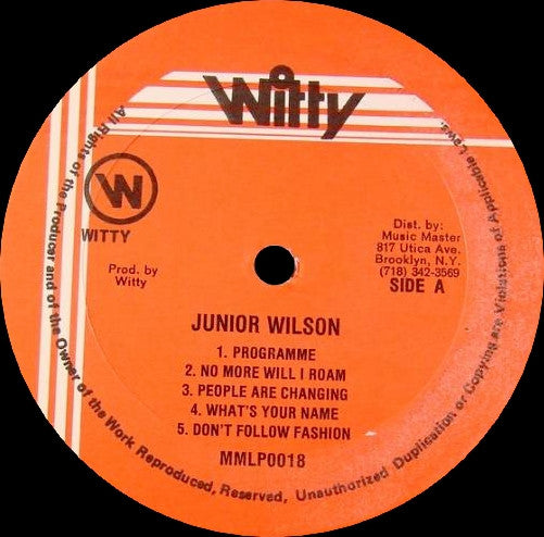 Image of Label Cover of LP - VG+/VG+ - JUNIOR WILSON, Willow (Witty; MMLP0018, US 1980s), , - 1416423C