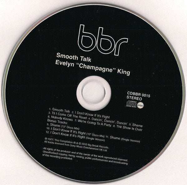 Image of Label Cover of CD - VG+/VG+ - EVELYN "CHAMPAGNE" KING, Smooth Talk (Big Break Records; CDBBR 0015, UK 2010 Reissue, Super Jewel case), , - 3516449C