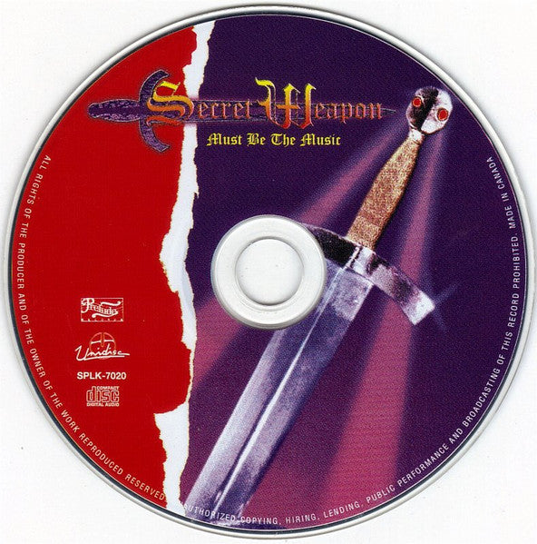 Image of Label Cover of CD - VG/VG+ - SECRET WEAPON, Must Be The Music (Unidisc; SPLK-7020, Canada 2000s Reissue), Crack on Case (back), Small scratch on Case (front), - 1456500S