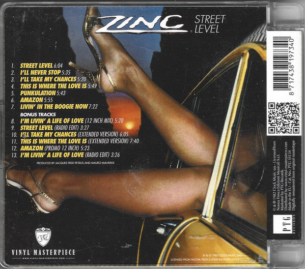 Image of Back Cover of CD - VG+/VG+ - ZINC, Street Level (PTG Records; PTG 34134, Netherlands 2015 Reissue), Opened Instore, - 1456529S
