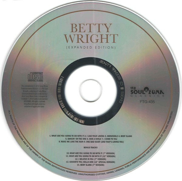 Image of Label Cover of CD - EX/EX - BETTY WRIGHT, Betty Wright (Funkytowngrooves; FTG 435, UK 2016), Opened Instore, - 1456571S