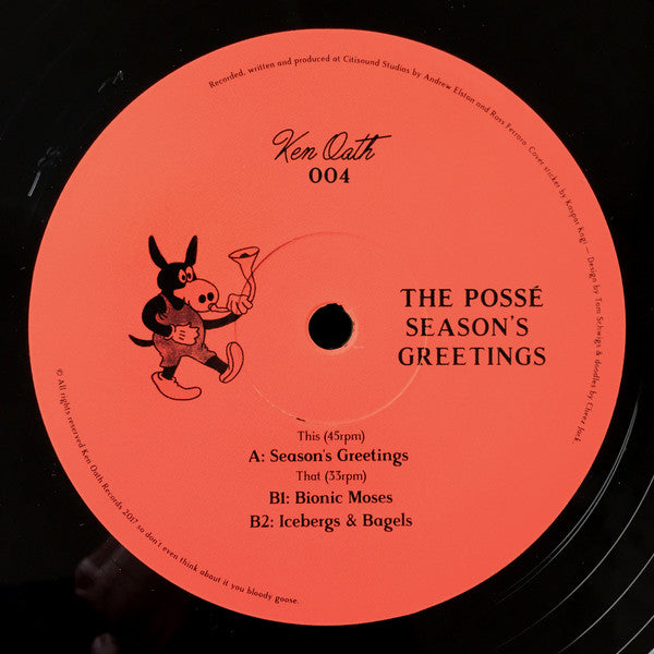 Image of Label Cover of 12" - VG/VG+ - THE POSS , Season's Greetings (Ken Oath Records; KEN004, Australia 2017, Stickered Plain Sleeve), A Few Hairlines, Strong VG+, - 1446329S