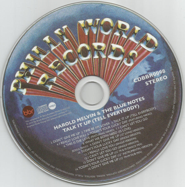 Image of Label Cover of CD - VG+/VG+ - HAROLD MELVIN AND THE BLUE NOTES, Talk It Up (Tell Everybody) (Big Break Records; CDBBR 0098, UK 2012 Reissue), Opened Instore, - 1456549S