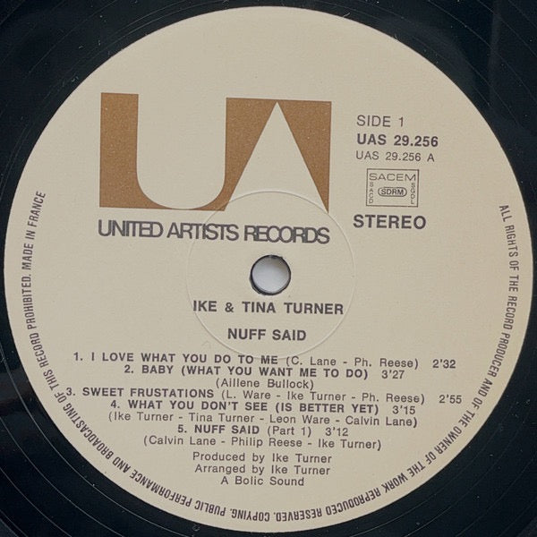Image of Label Cover of LP - VG/G+ - IKE & TINA, 'Nuff Said (United Artists Records; UAS 29 256, France 1971, Gatefold), Light Marks only., - 1416619C
