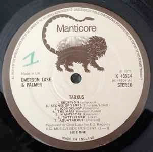 Image of Label Cover of LP - VG/VG+ - ELP (EMERSON, LAKE & PALMER), Tarkus (Manticore; K 43504, UK 1973 Reissue, Gatefold), , - 1526070E