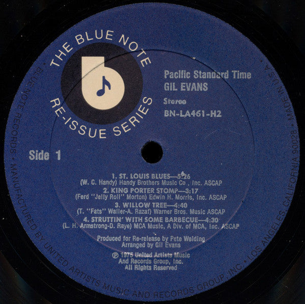 Image of Label Cover of 2xLP - VG+/VG+ - GIL EVANS, Pacific Standard Time (Blue Note; BN-LA461-H2, US 1975, Textured Gatefold Sleeve, 2 Company Inners), , - 1526107E
