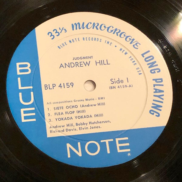 Image of Label Cover of LP - G+/G - ANDREW HILL, Judgment! (Blue Note; BLP 4159, US 1964, Pasteback Sleeve, Mono, DG Side 1 Only), Splits to top and bottom seam + early ring wear. Vinyl has lots of marks but plays well with minimal surface noise. No skips, jumps or clicks., - 1516368C