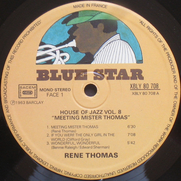 Image of Label Cover of LP - G+/VG+ - REN THOMAS, "Meeting Mister Thomas" (Blue Star; 80.708, France 1976), Bottom Seam Split for 10cm, - 1526244E