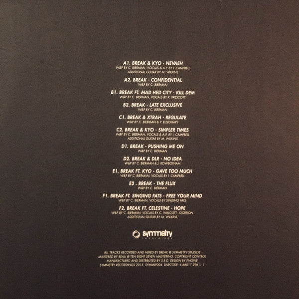 Image of Back Cover of 3xLP - VG/VG - BREAK, Simpler Times (Symmetry Recordings; SYMMLP004, UK 2015, Picture Sleeve, Black Inners), Light marks only, sleeve has a minor crease top right corner., - 1626002E
