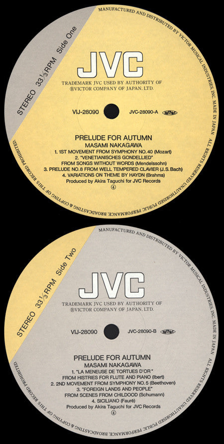 Image of Label Cover of LP - VG/VG+ - MASAMI NAKAGAWA, Prelude For Autumn (JVC ; VIJ-28090, Japan 1986, Insert, No Obi), Sticker Residue on Sleeve, Writing On Rear Sleeve, - 1526417E