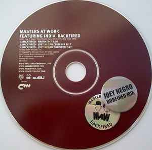 Image of Label Cover of CD - VG+/VG+ - MASTERS AT WORK FEATURING INDIA, Backfired (Joey Negro Club & Dubfired Mixes) (suSU; CDsuSU4, UK 2002, CD Single Case, Insert), , - 1636168E