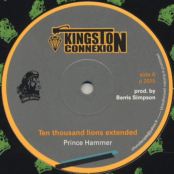 Image of Label Cover of 12" - VG+/VG - PRINCE HAMMER, Ten Thousand Lions / Dubplate (Kingston Connexion; , France 2015 Reissue, Company Sleeve), Light marks only., - 1616512C