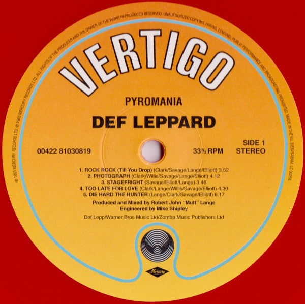 Image of Label Cover of 2xLP - EX/EX - DEF LEPPARD, Pyromania - 40th Anniversary Edition (Universal Music Recordings; 5839888, , Gatefold, 2 Inners, Blue and Yellow 180g Vinyl), , - 1626244E