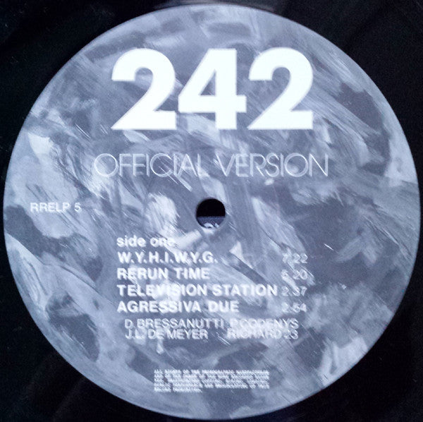 Image of Label Cover of LP - VG+/VG - FRONT 242, Official Version (Red Rhino Europe; RRELP 5, UK 1987, Inner), Very Strong VG, - 2826109E