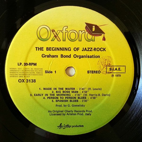 Image of Label Cover of LP - VG/VG+ - THE GRAHAM BOND ORGANIZATION, The Beginning Of Jazz-Rock (Oxford; OX/3138, Italy 1979 Reissue), , - 1716289C